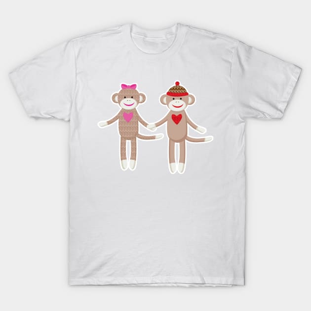 Sock Monkey Wedding Couple T-Shirt by JessDesigns